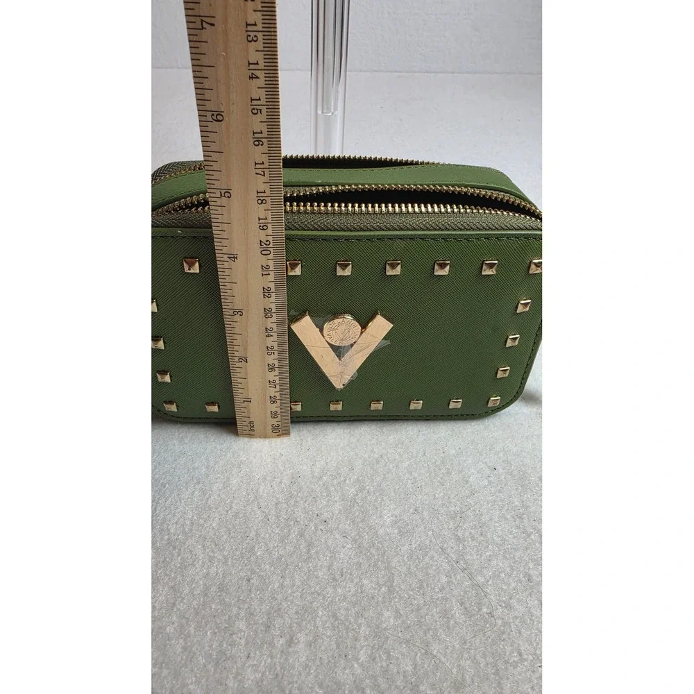 Valentino Orlandi Forest Green Studded Crossbody Camera Bag V-3003 NWT